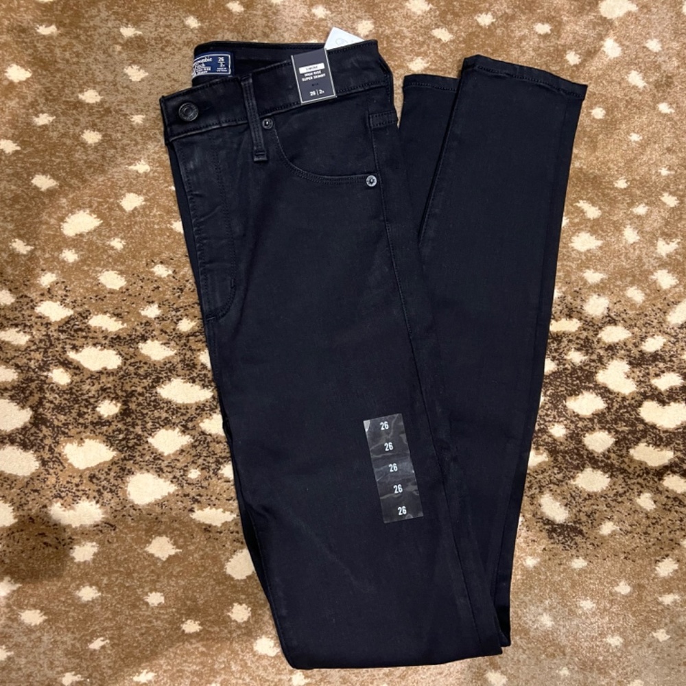 Abercrombie Super Highrise Skinny Black sz 26 - Picture 3 of 3